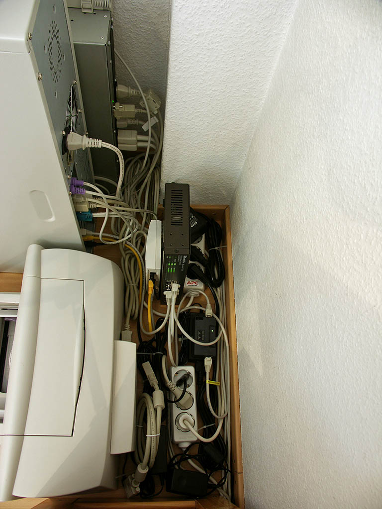 Re-done cabling in my "server corner" - It is now a cluster of all vital network equipment including the server and UPS