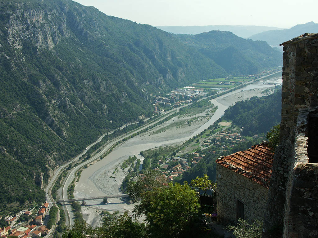 View on Var river from Bonson, north of Nice, France