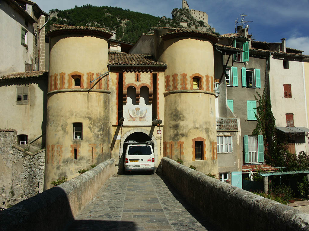 Town of Entrevaux, France - the van was a tight fit but got through
