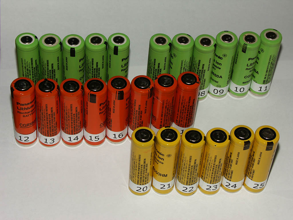 25 Panasonic Li-Ion cells from 4 different dead DELL battery packs to be tested thoroughly