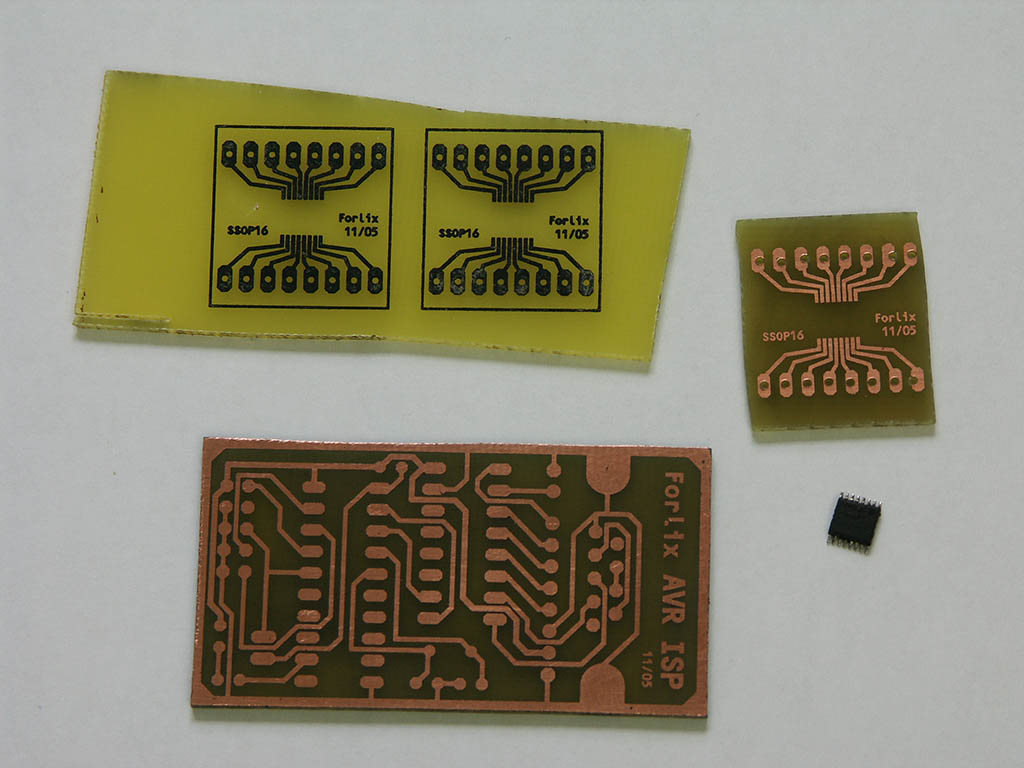 My first pcb's using the toner transfer method