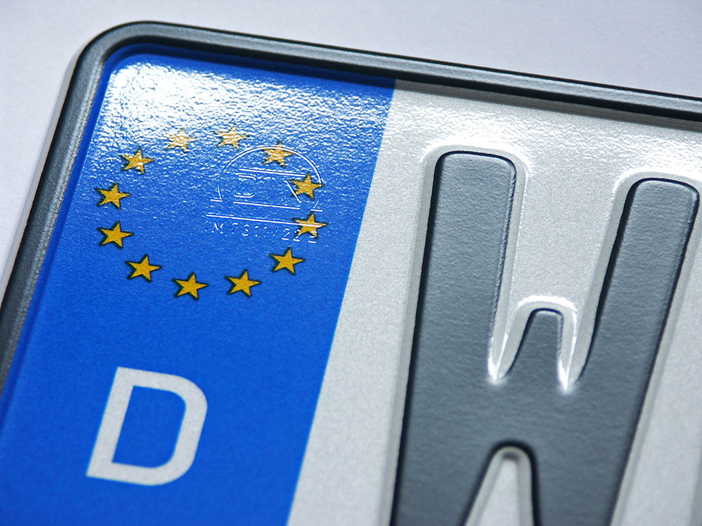 DIN stamp on a German license plate